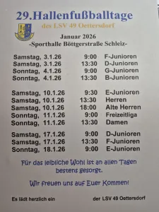 29. Hallenfussballtage des LSV 49 Oettersdorf